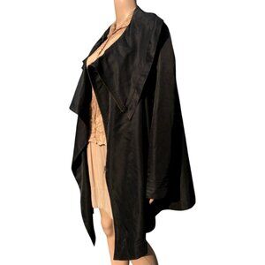 MOYURU Black Long Sleeve Zip-Up Cowl Neck Jacket Coat Size M L Women's